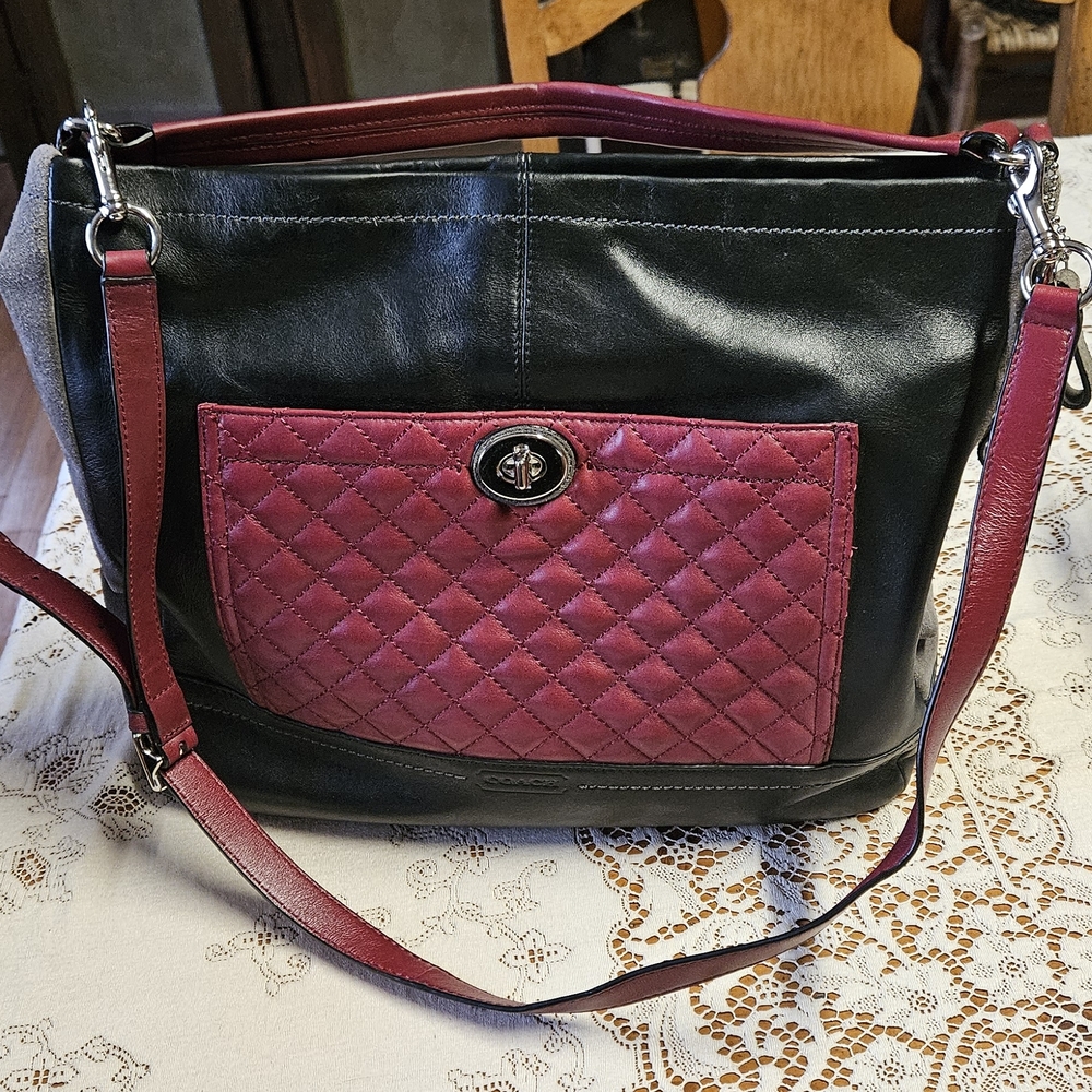 Coach Black and Pink Quilted Shoulder/ Crossbody Bag